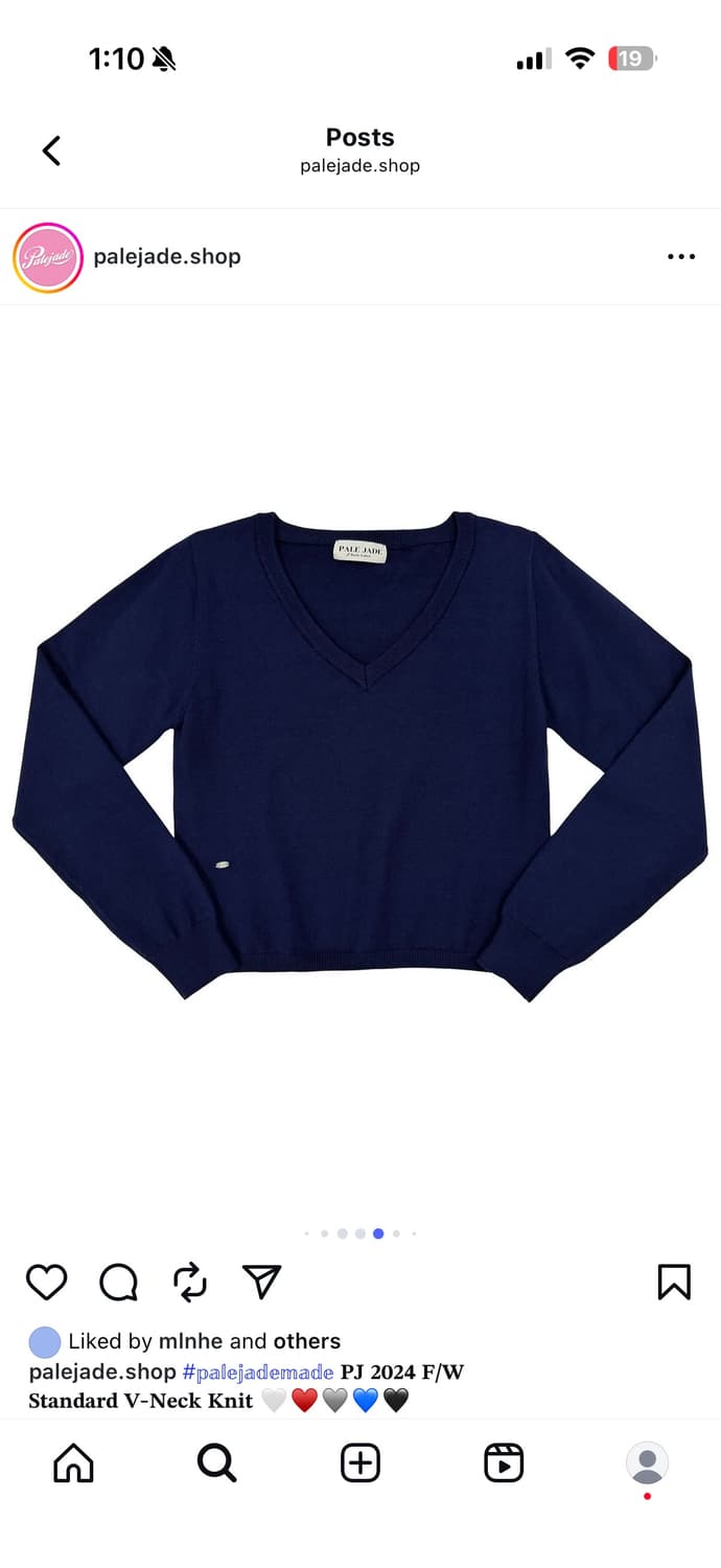 Palejade | standard v-neck knit (navy) 상품이미지3