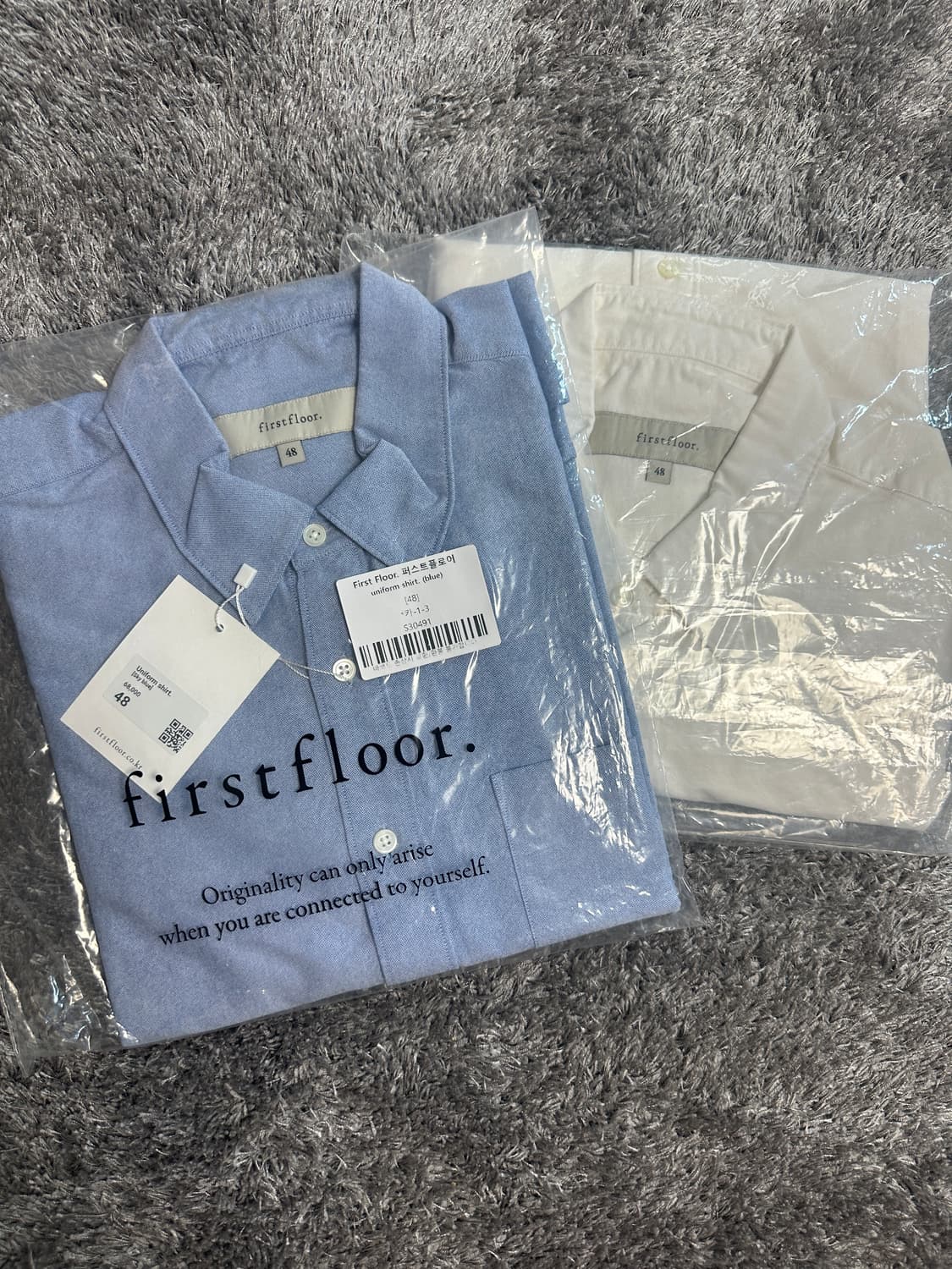 퍼스트플로어 유니폼 셔츠 48 사이즈 세트 (화이트, 스카이블루) 상품이미지1