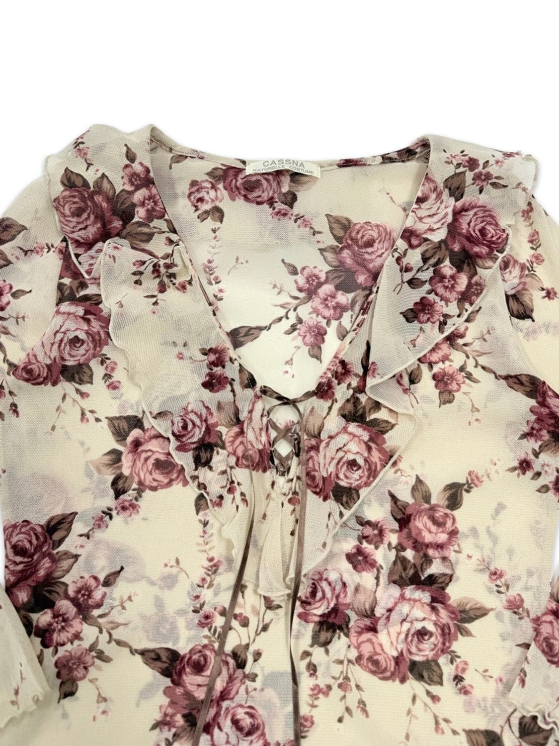 빈티지 프릴 시스루 로즈 블라우스 상품이미지3