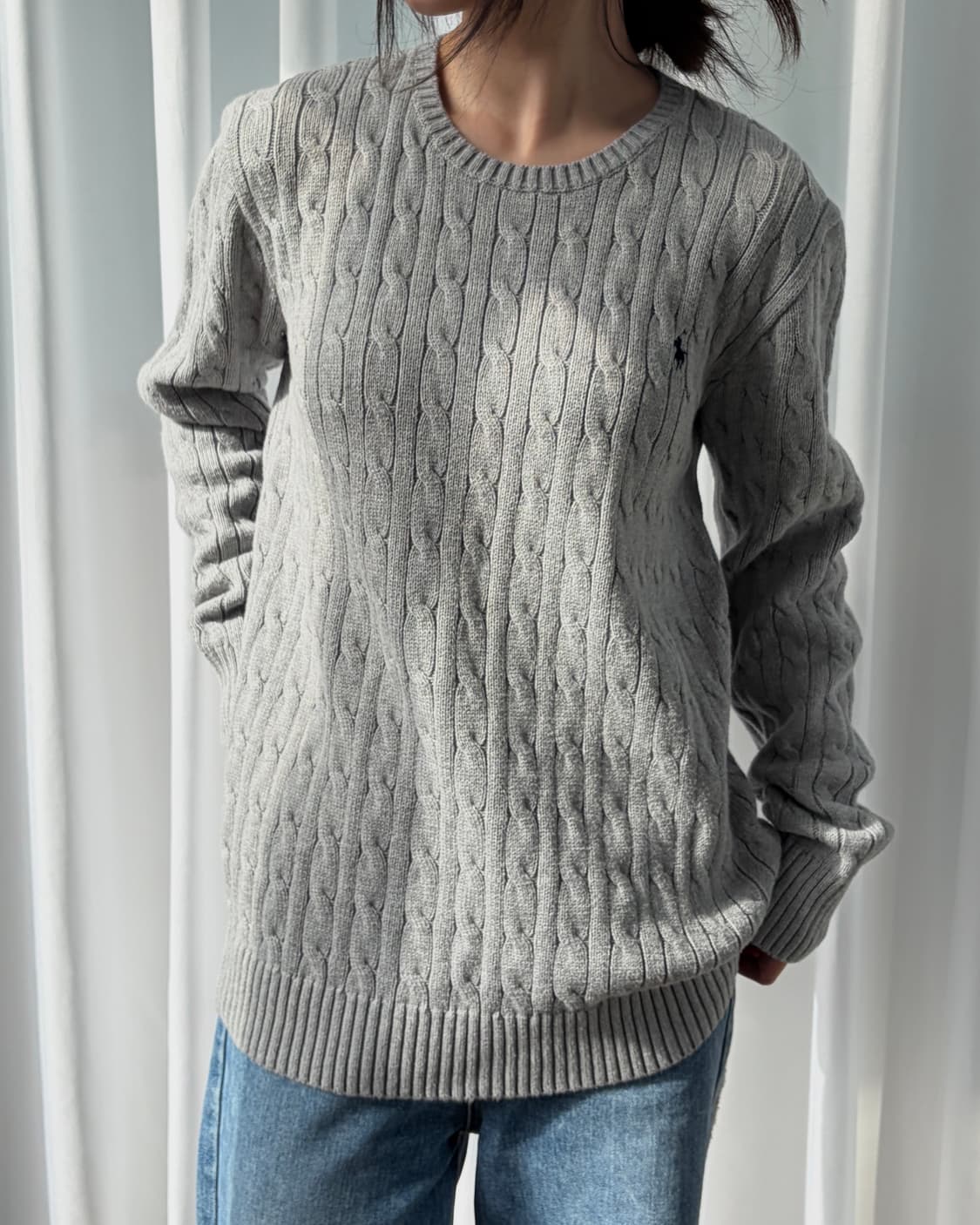 [M]폴로 랄프로렌 꽈배기 케이블 코튼 니트 gray 상품이미지1