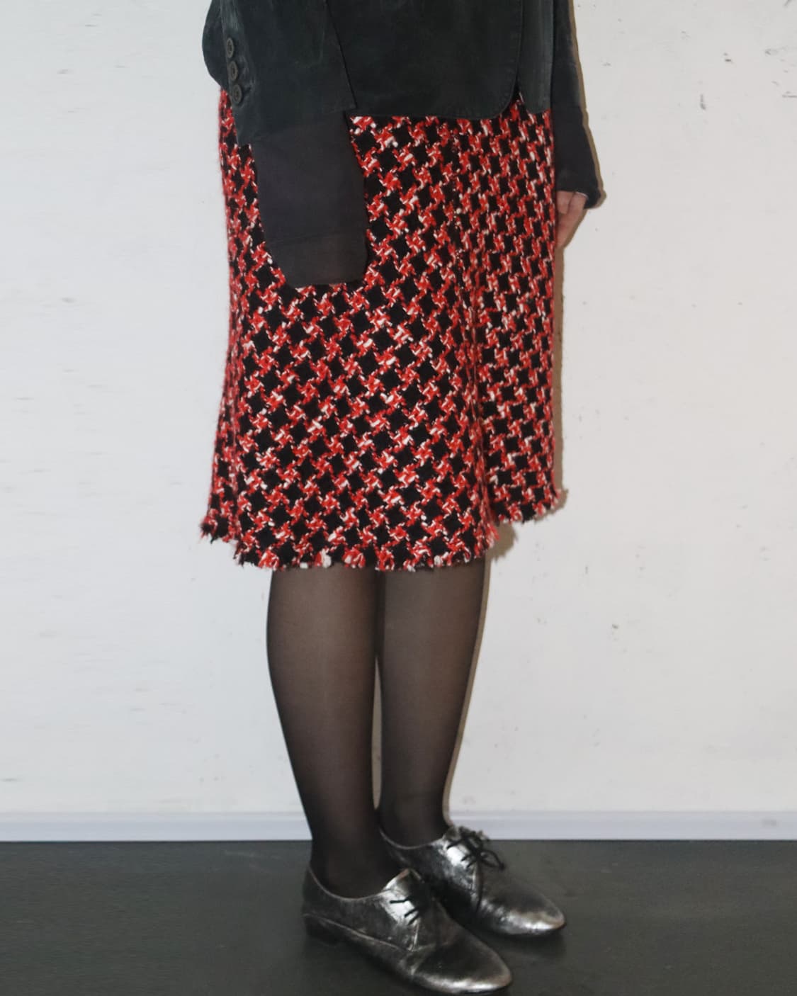 프라다 00s 프린지 디테일 A라인 울 스커트 상품이미지2