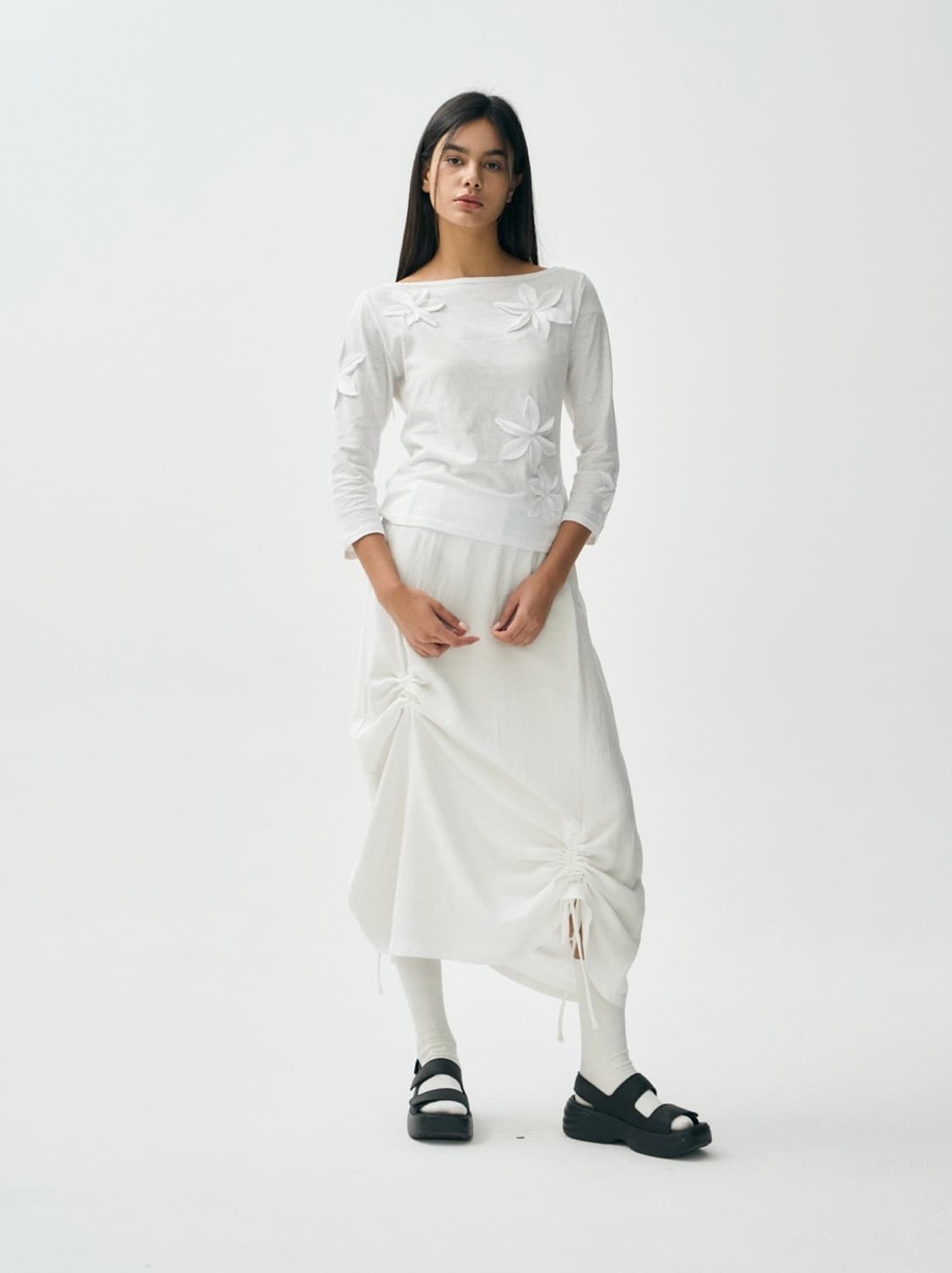 Gauze Stopper Skirt White 상품이미지5