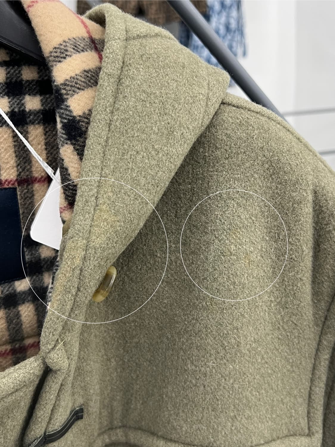 버버리 노바체크 올리브그린 더플 코트 상품이미지10