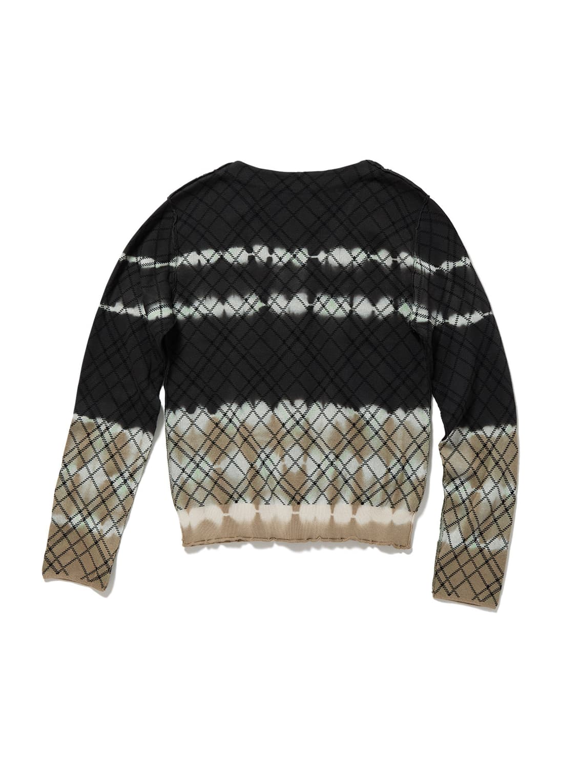 [F]퍼버즈 26ss DIP-DYE 체크 니트 가디건/블랙 상품이미지5