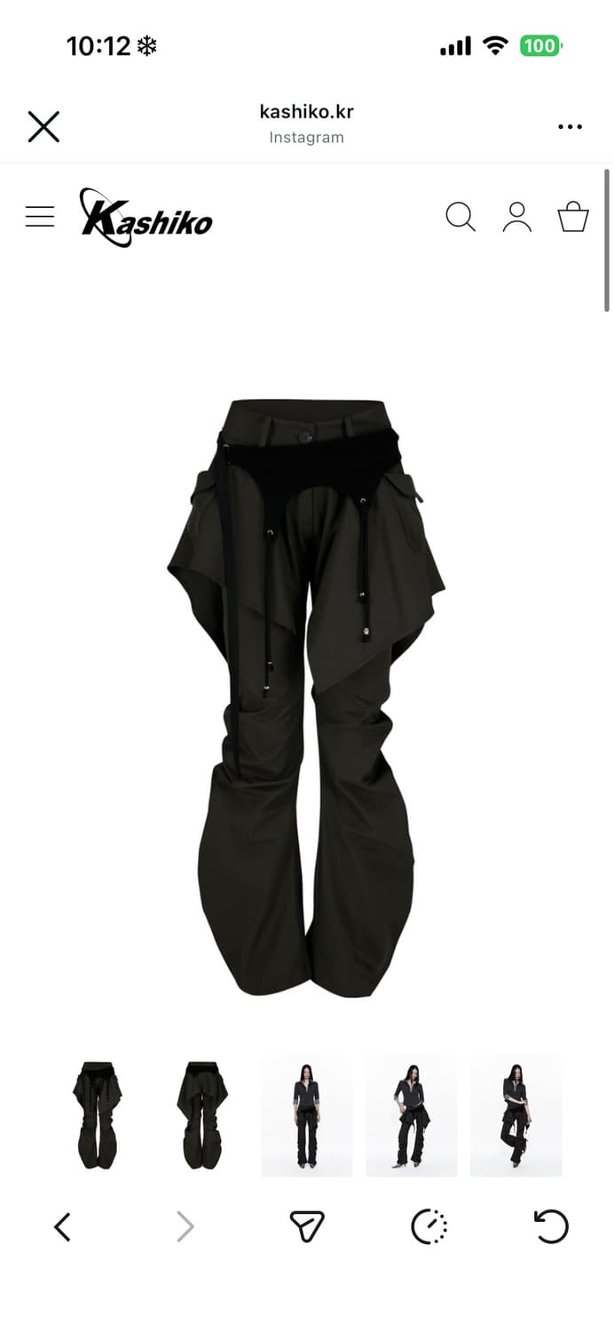 카시코 레이어드 스트랩 팬츠 카키 상품이미지1