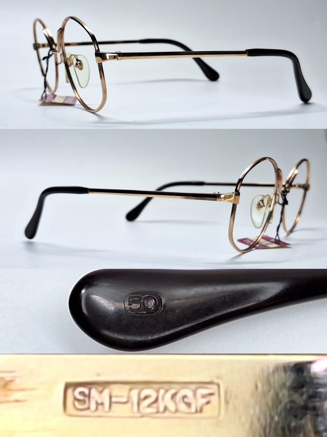 80s 일본제 빈티지/SM-12KGF 금도금 금장 안경테 50mm/클래식 상품이미지8