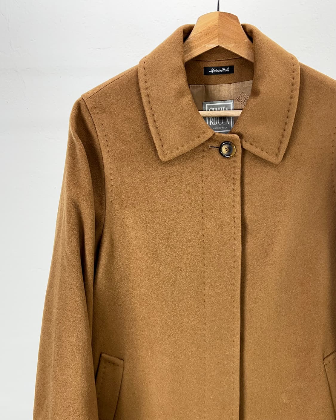 신지아로카 카멜 캐시미어 벨티드 싱글 발마칸 롱 코트 상품이미지2