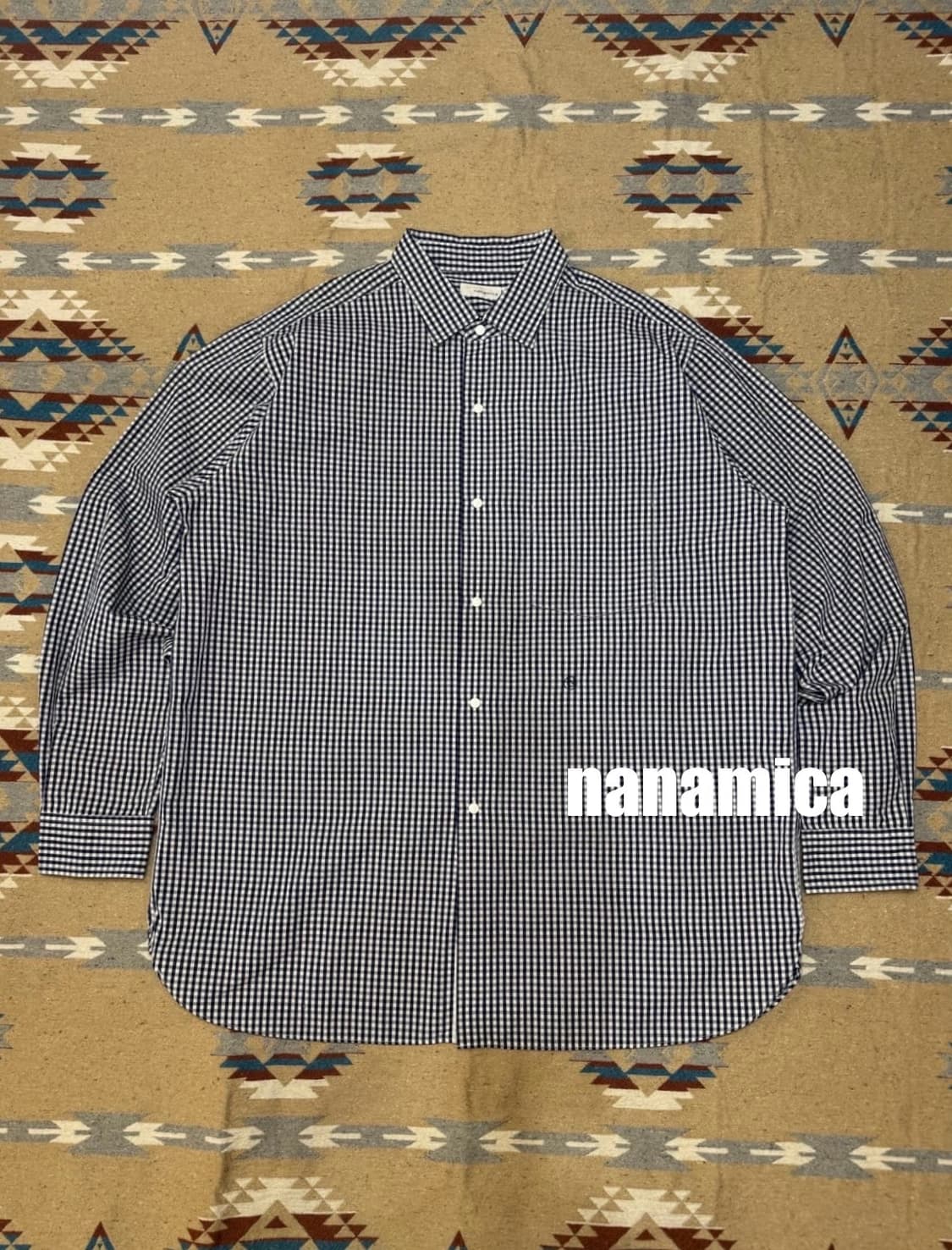 [M][100] 나나미카 깅엄체크 윈드셔츠 블루 상품이미지1