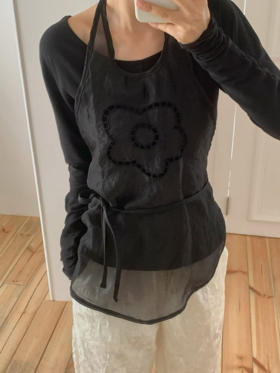 플라워 홀터넥 에이프런 나시 새상품 상품이미지3