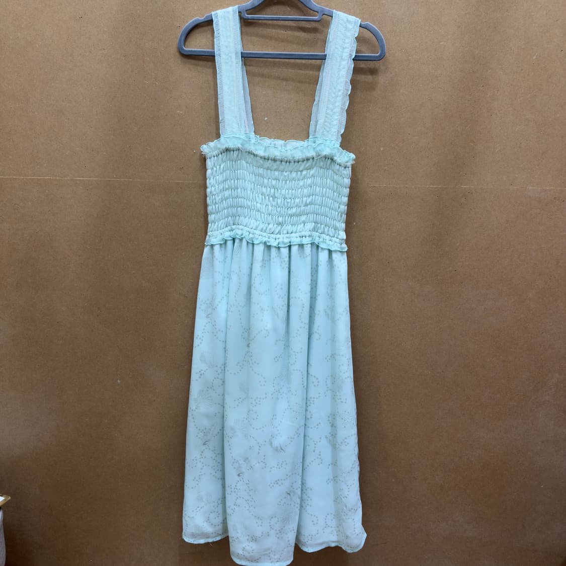 시크릿허니 쉘 패턴 스모킹 롱원피스 (민트) 상품이미지1