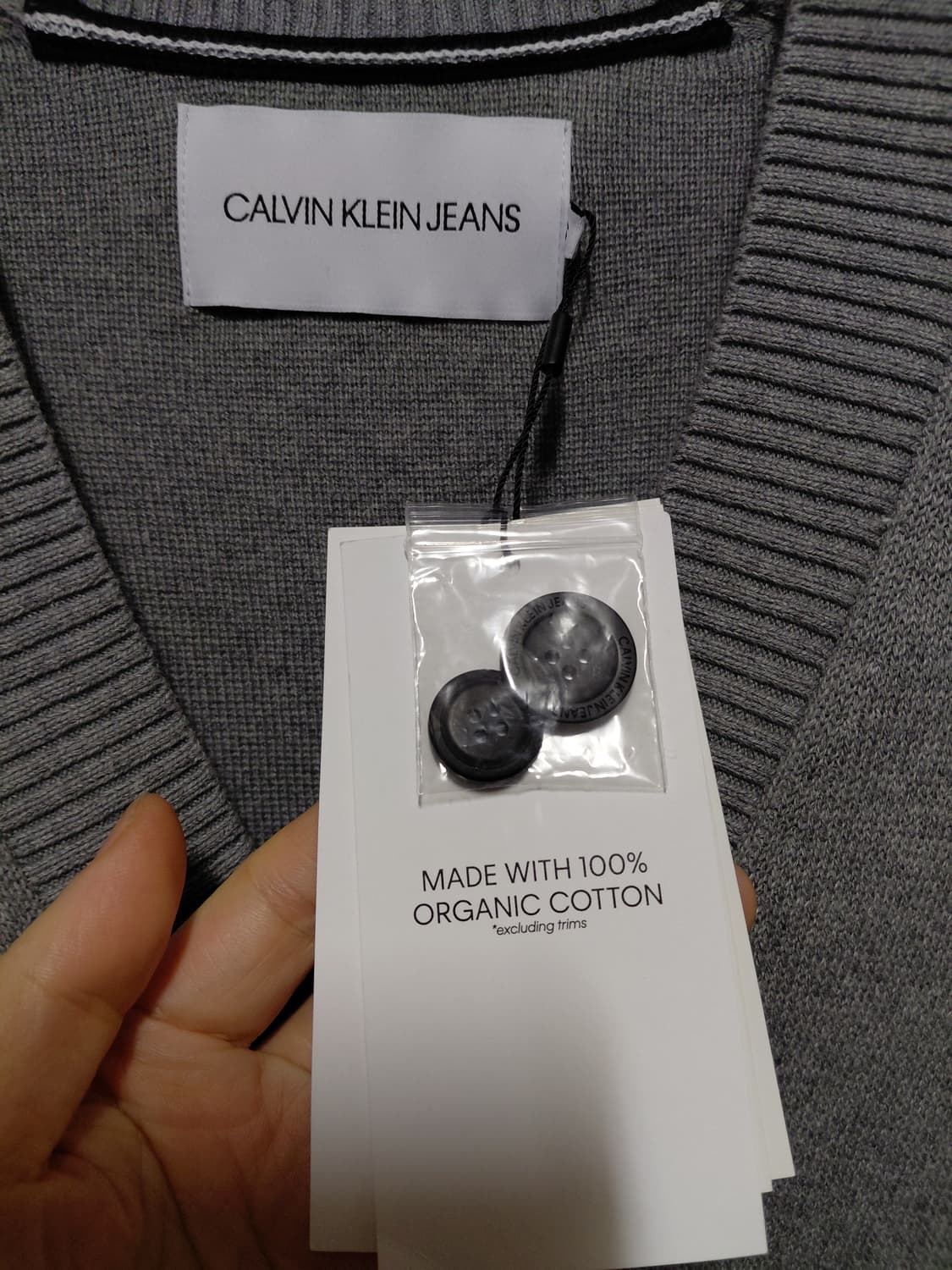 [켈빈클라인](새제품)오가닉코튼 블럭 니트 가디건 S(95)사이즈 상품이미지4