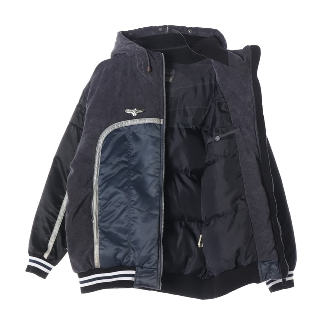 BangBang 스포츠 Y2K 배색 코듀로이 퀼팅 후드 점퍼 XL 상품이미지2