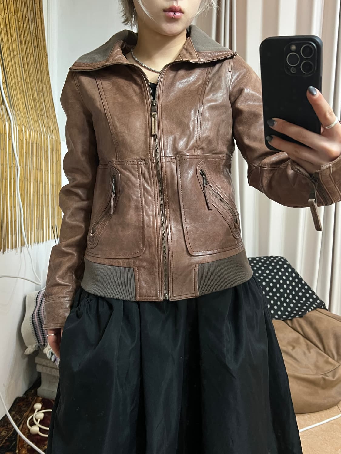 타미힐피거 양가죽 에이징 레더자켓  상품이미지1