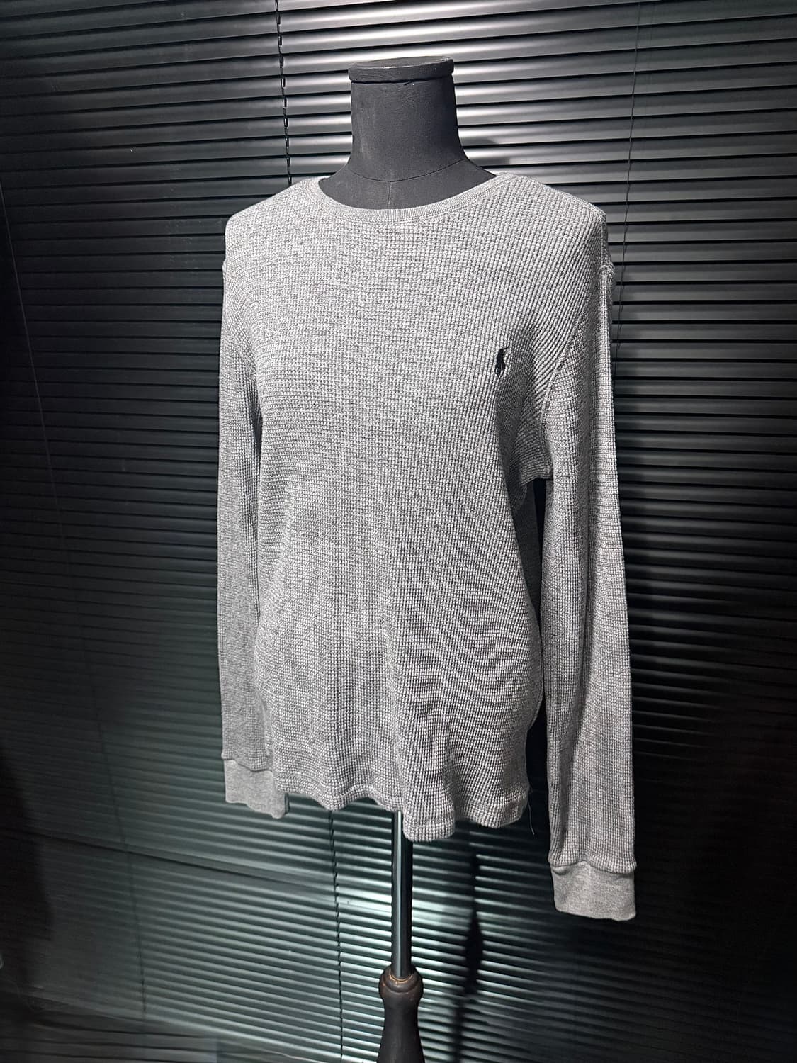 폴로 랄프로렌 회색 그레이 와플 니트 긴팔 티셔츠 롱슬리브리스 L 100 상품이미지1