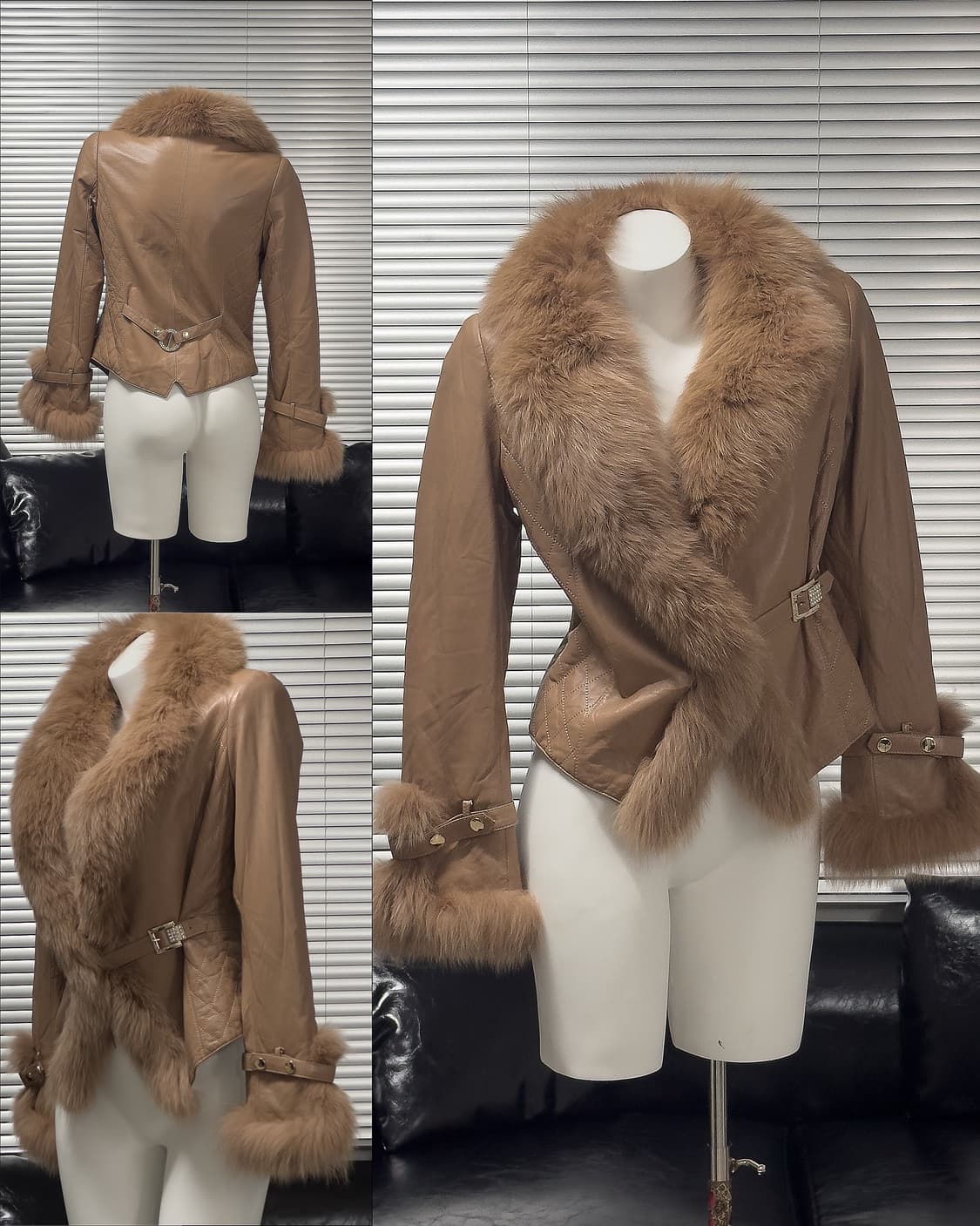 {Unknown} Rabbit Fur Leather Jacket 상품이미지1
