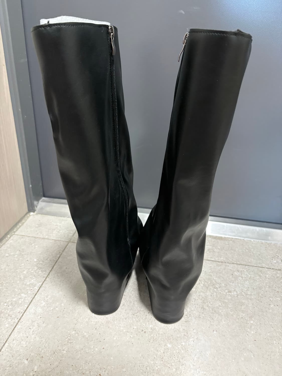 블랙 레더 폴딩 부츠 상품이미지8