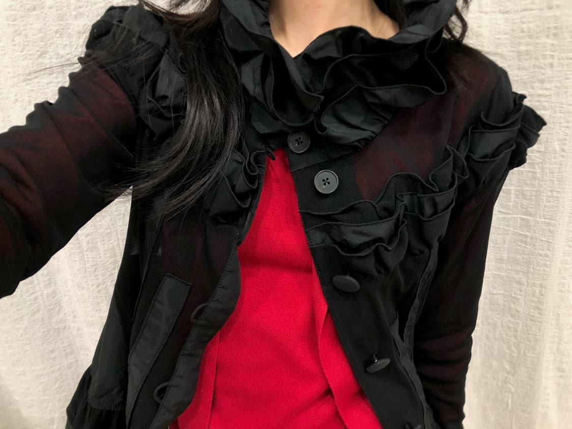 ruffle black sheer jacket 상품이미지6