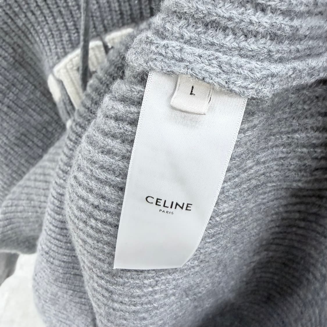 [S급/L] 셀린느 울 리브드 니트 후드티 그레이 상품이미지6