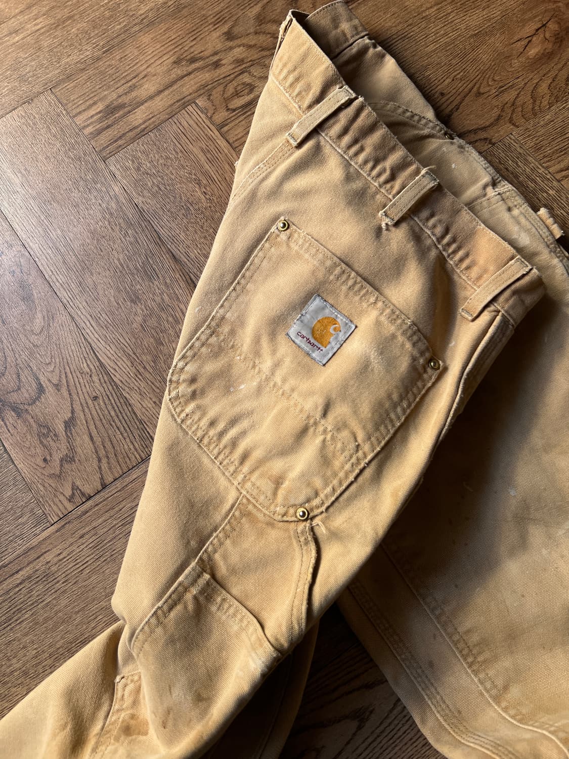 [34]칼하트 USA Made 데미지드 페이딩 브라운 더블니 워크 팬츠 상품이미지7