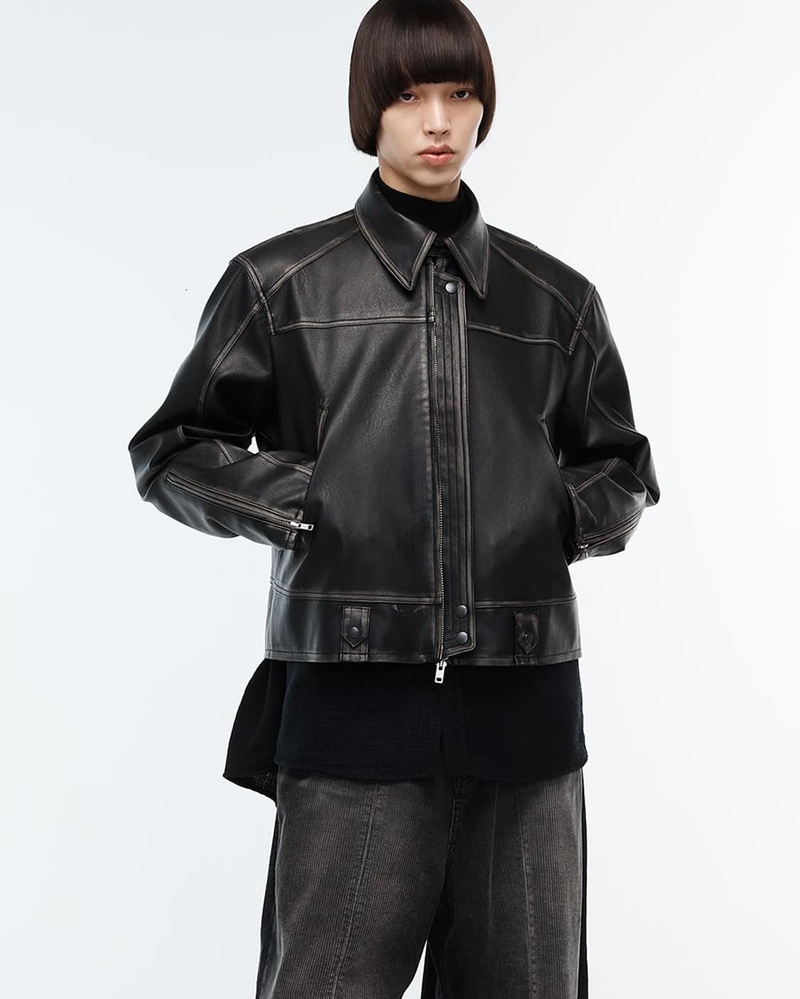 알렌느 3D 디스트레스 포우레더 자켓 블랙 2 상품이미지1