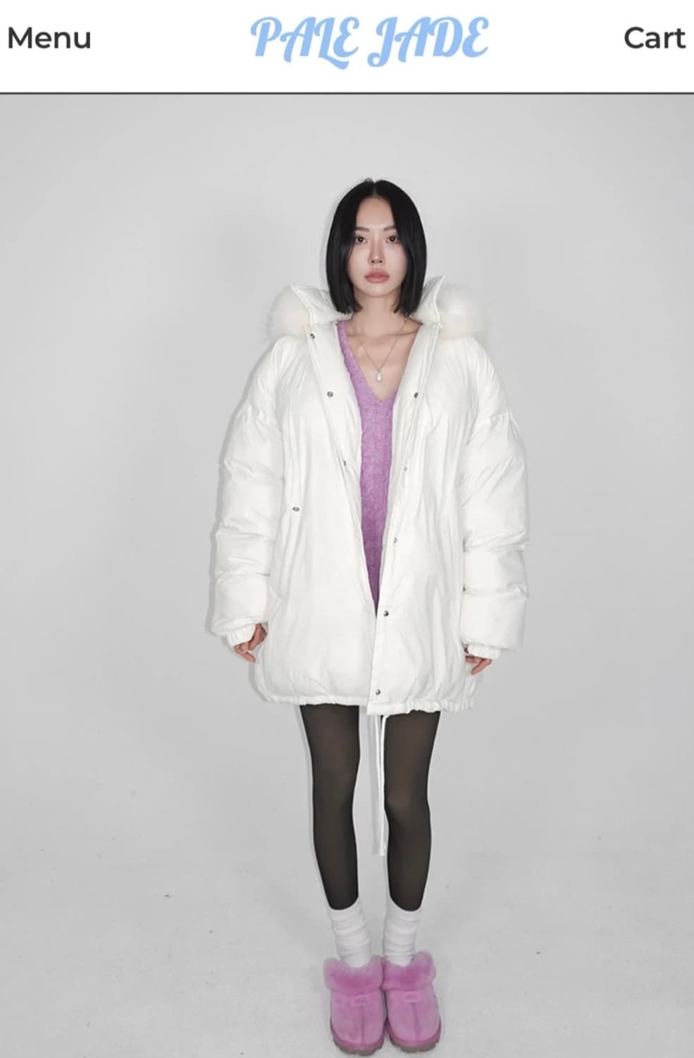 화이트 야상 패딩 (택o, 후드 탈부착) 상품이미지1