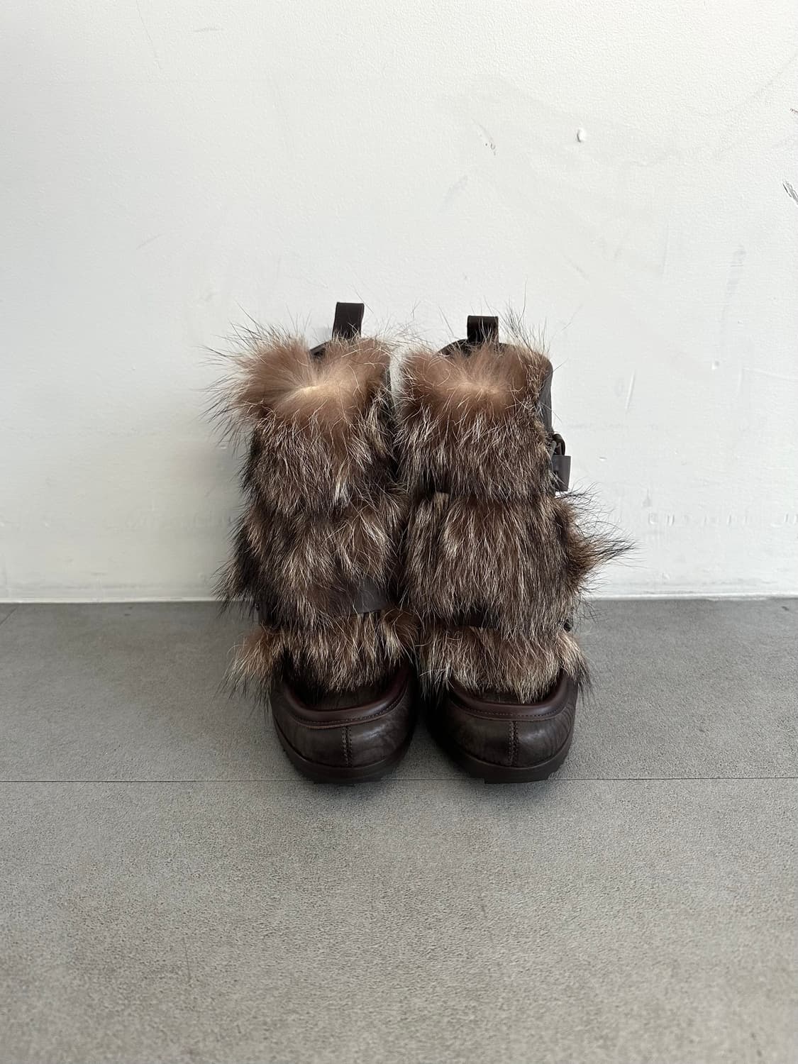 피에르하디 아카이브 브라운 퍼 레더 웨지부츠 상품이미지4