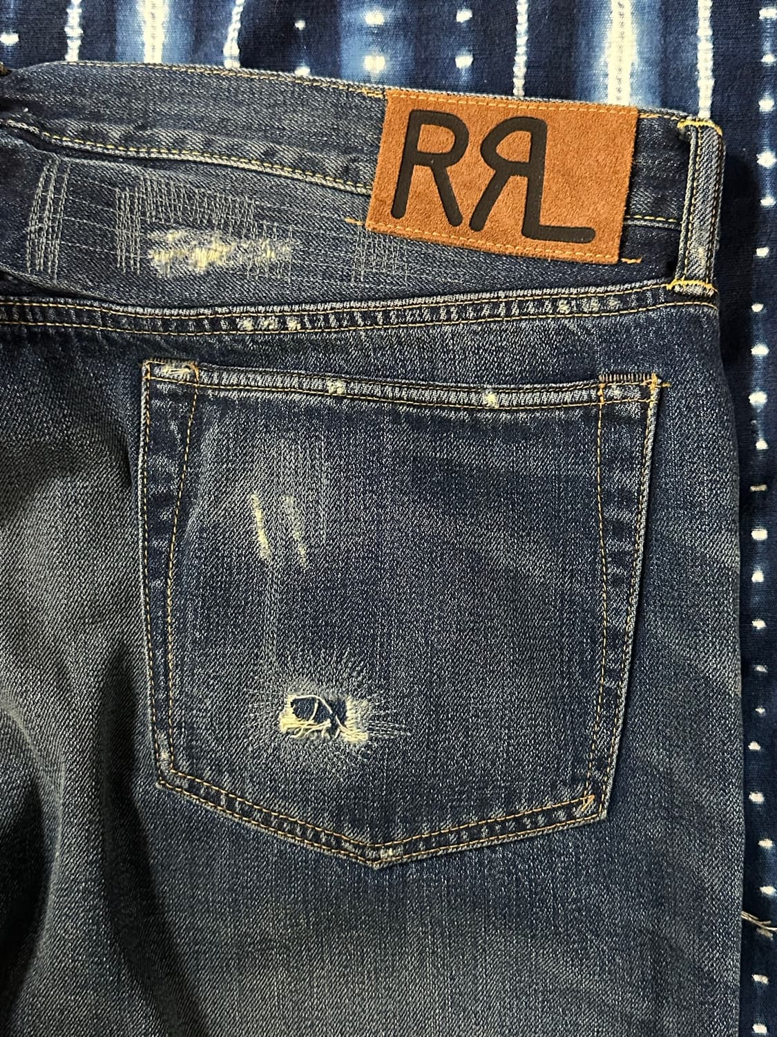 RRL 슬림핏 38/32 데미지 셀비지 데님 상품이미지5