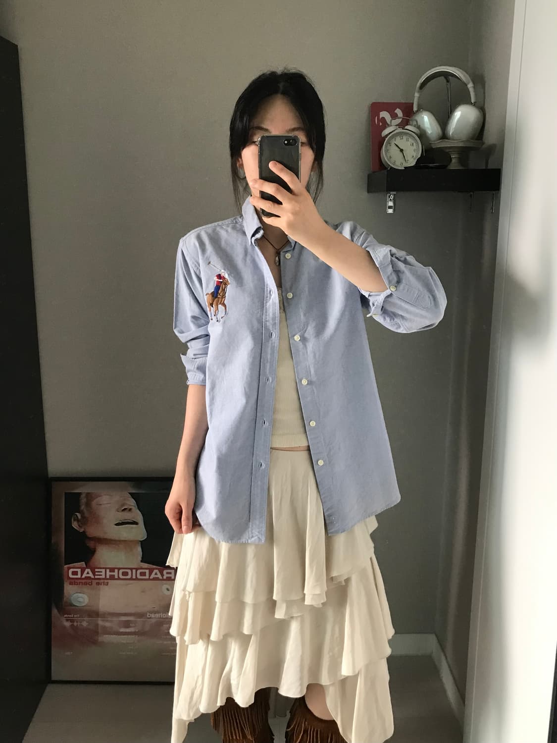 폴로 랄프로렌 포니 로고 스카이블루 셔츠 상품이미지5