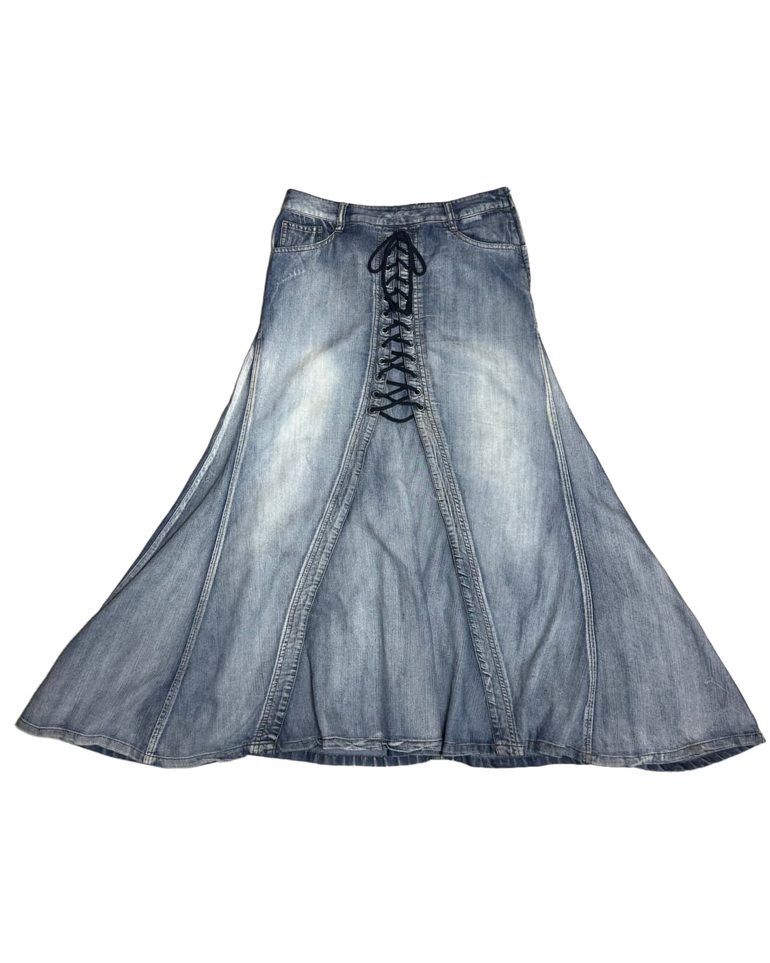 빈티지 Y2k 코르셋 레이스업 데님 롱스커트 상품이미지1