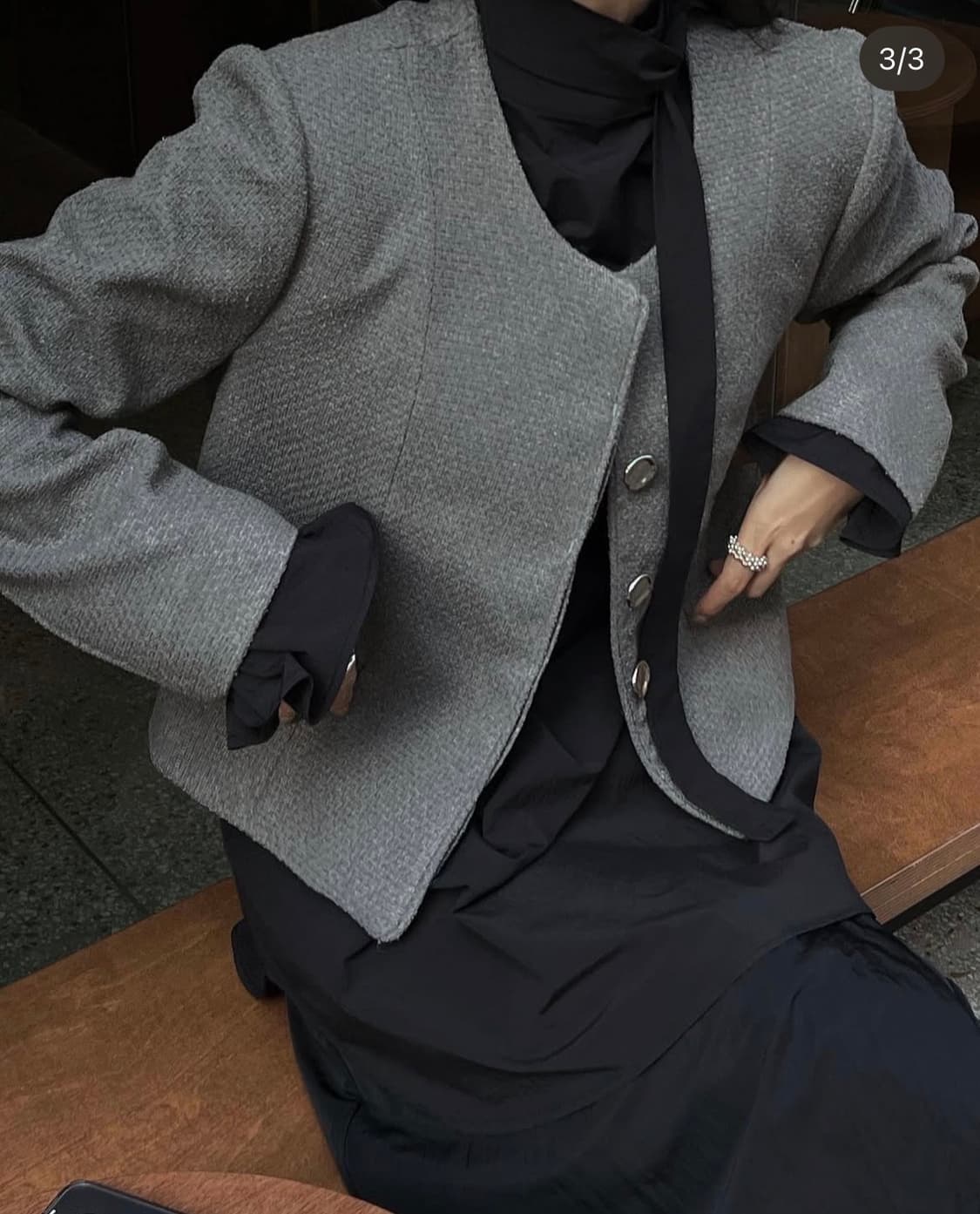 트리밍버드 트위드 자켓 그레이 상품이미지3