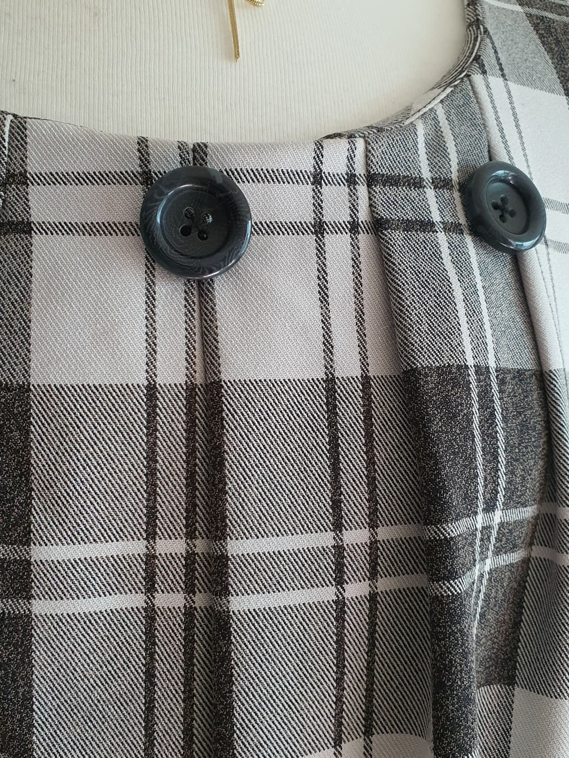 [모리걸] 체크무늬 반팔 벌룬 원피스 상품이미지5