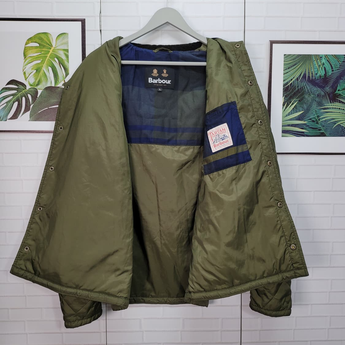 바버 MQU1324OL51 퀼팅 재킷 자켓 올리브색 L사이즈 상품이미지5