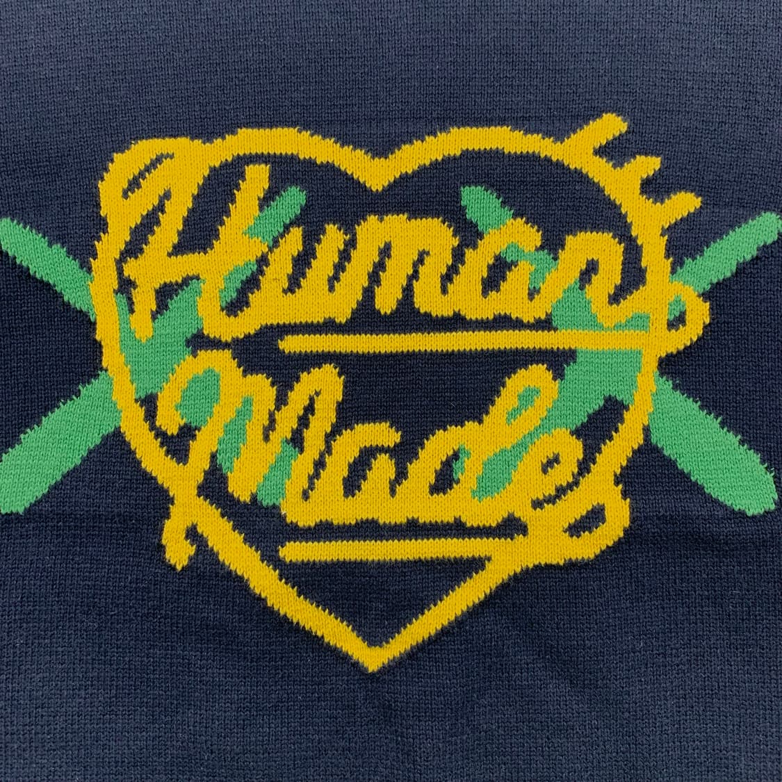 휴먼메이드 x 카우스 빅로고 니트 네이비 상품이미지3