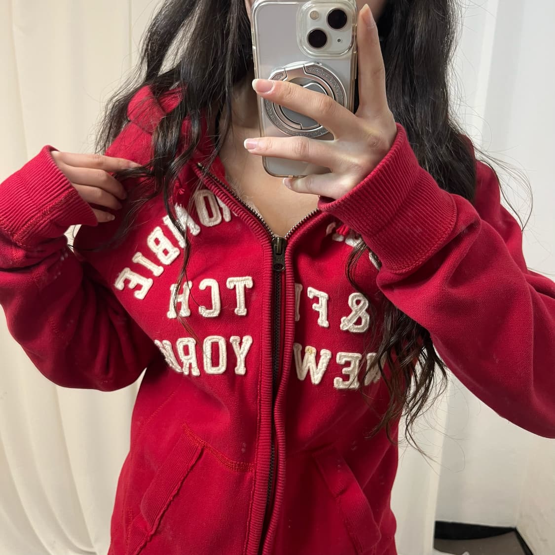 Abercrombie Red Zip Hoodie 상품이미지3