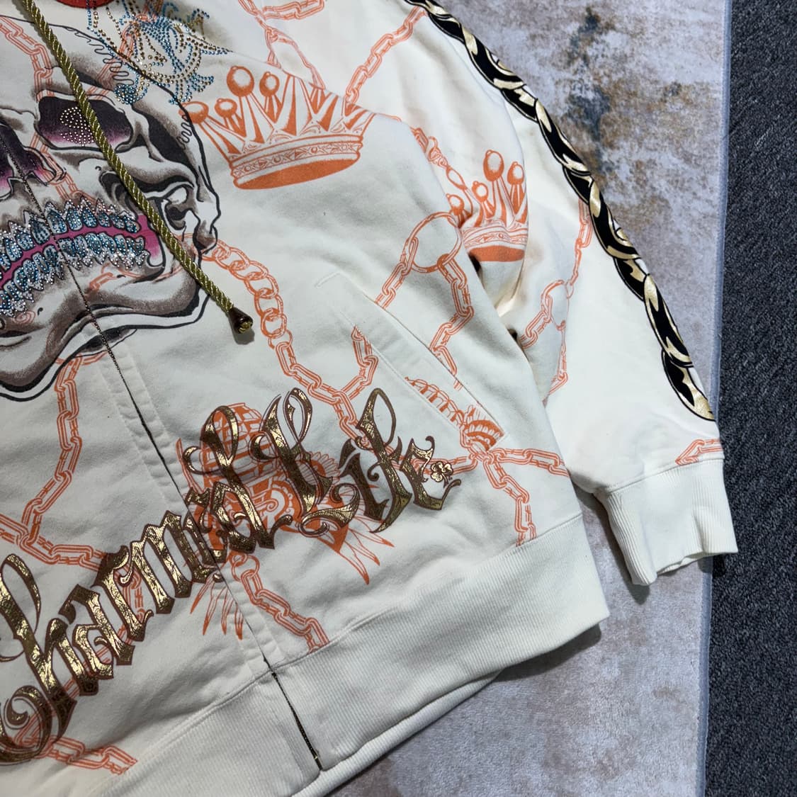 크리스찬 오디저 스컬 큐빅 후드집업 상품이미지4