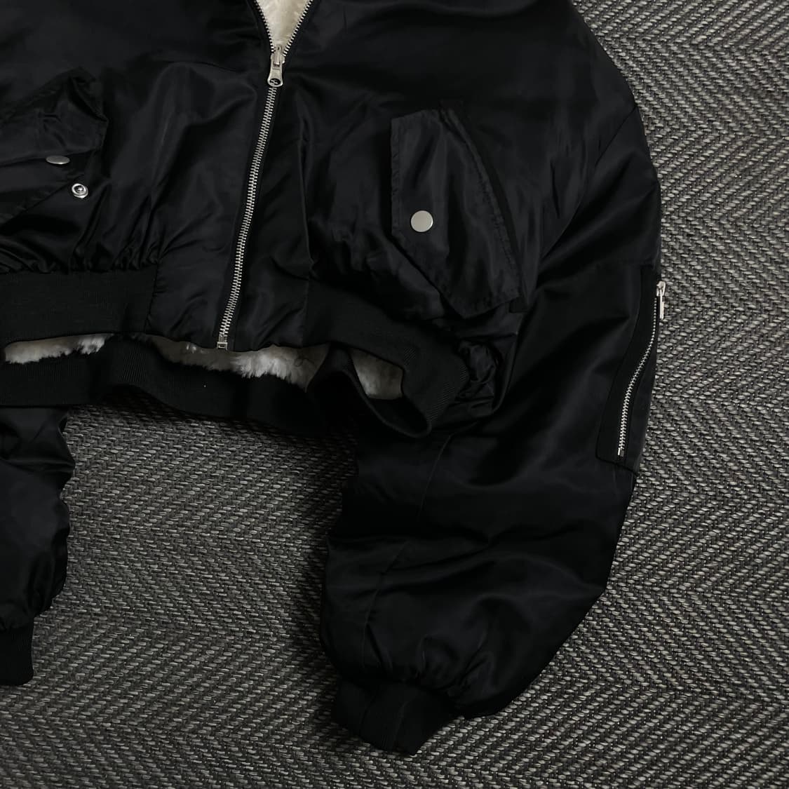 빈티지 우먼스 리버시블 크롭 후드 퍼 항공 점퍼y 4001 상품이미지3