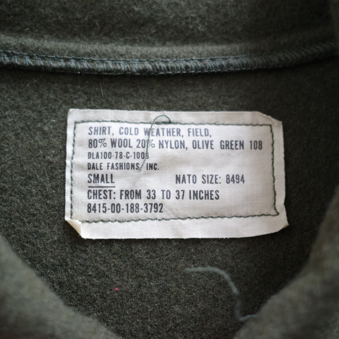 70s 미군 울 필드셔츠 OG108 스몰 빈티지 상품이미지5