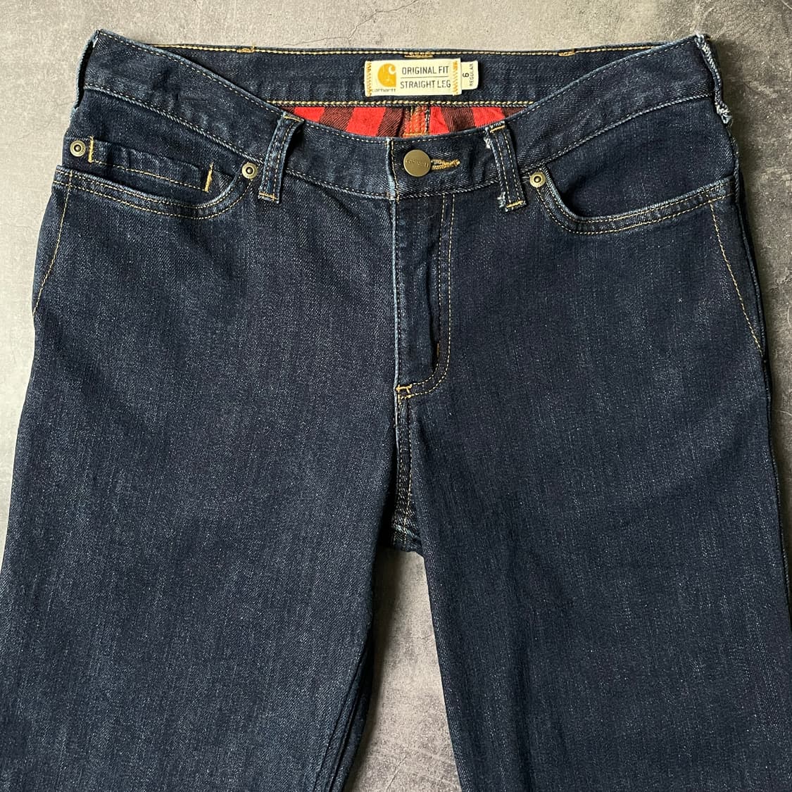 CARHARTT 칼하트 체크 플란넬 인디고 데님 워크 팬츠 A00877 상품이미지2