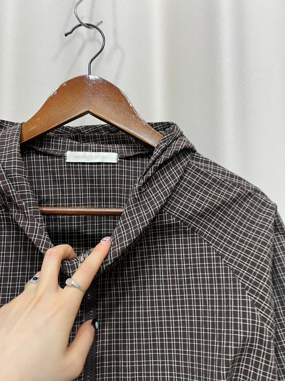 여성 체크 투웨이 바람막이 자켓 상품이미지3