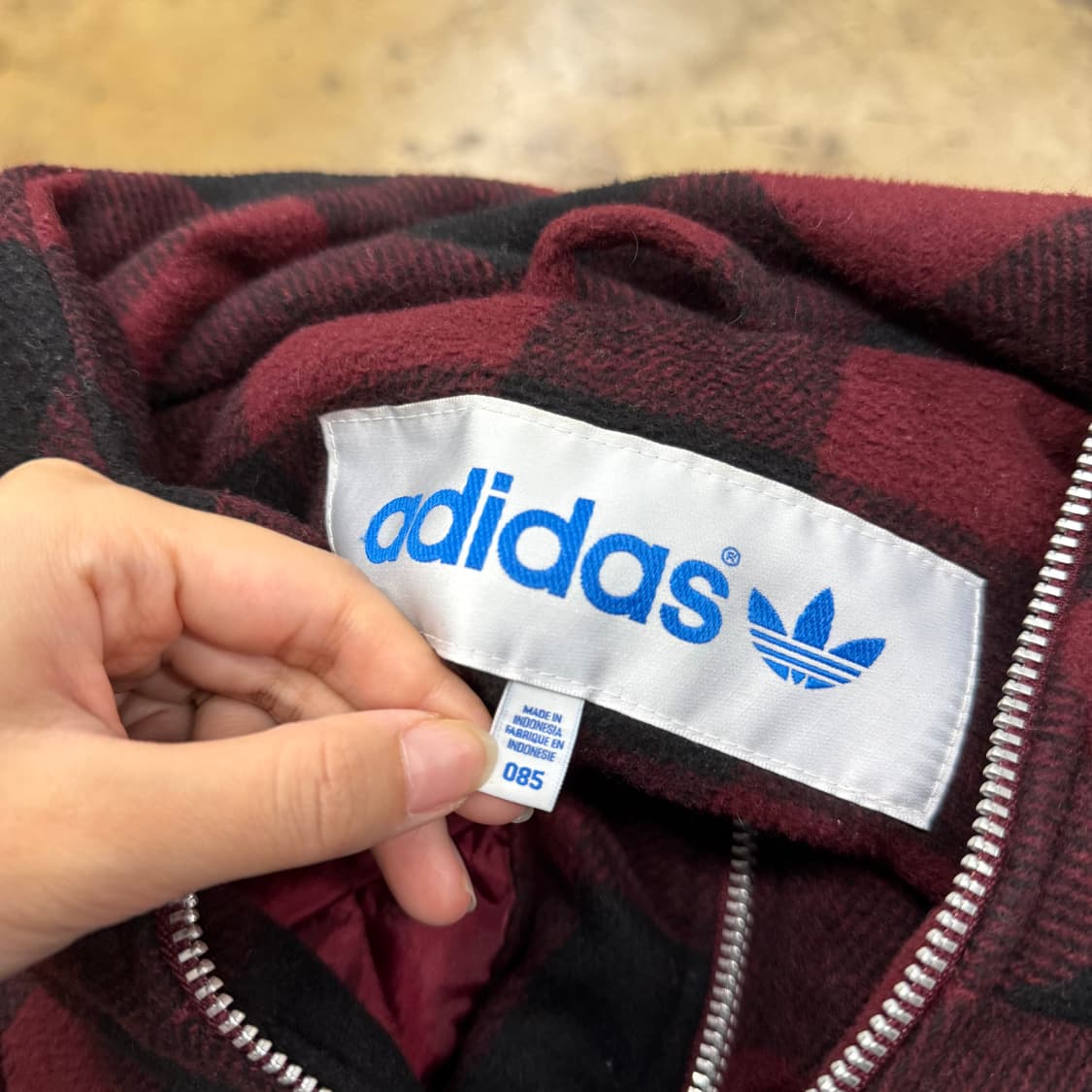 아디다스 버건디 체크 자켓 85 상품이미지5