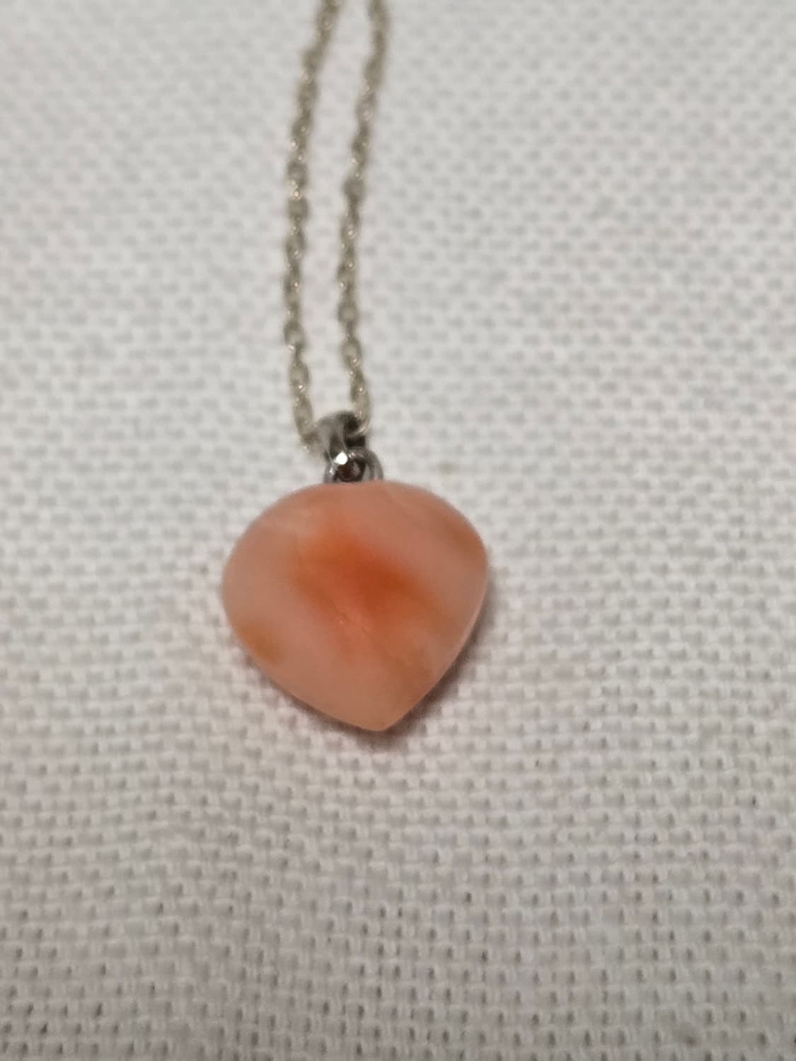 S925 Coral Tone Chalcedony Heart Necklac 상품이미지4