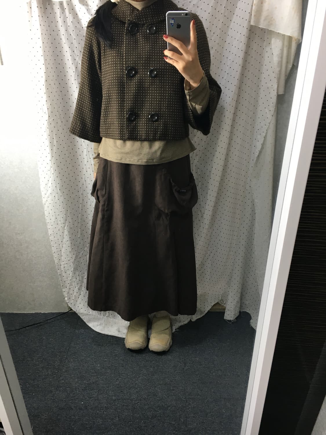 브라운 도트 숏 자켓 상품이미지2