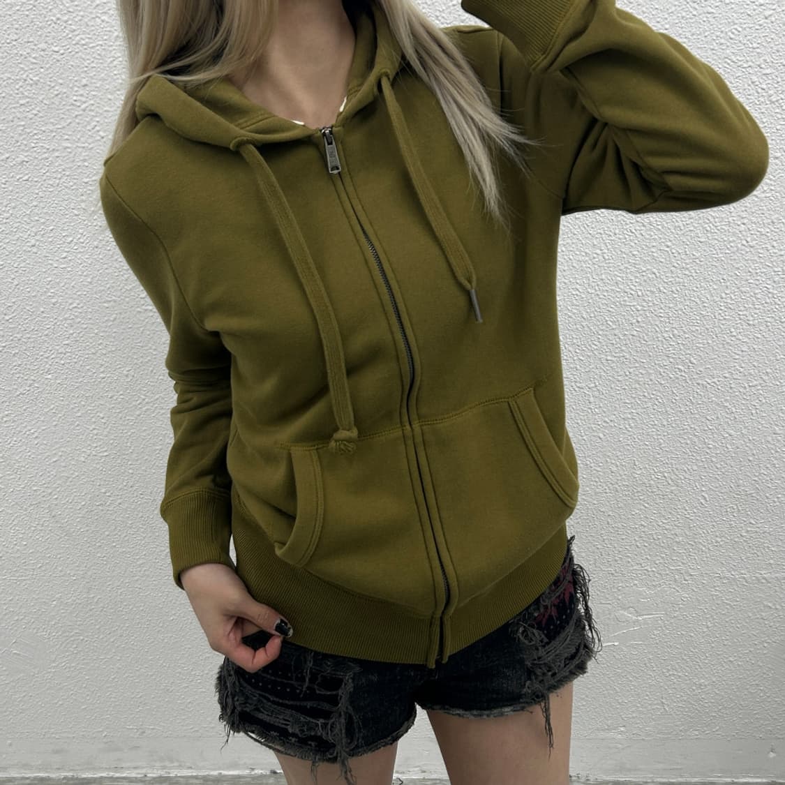 티니위니 곰돌이로고 올리브그린 후드집업 M 상품이미지1