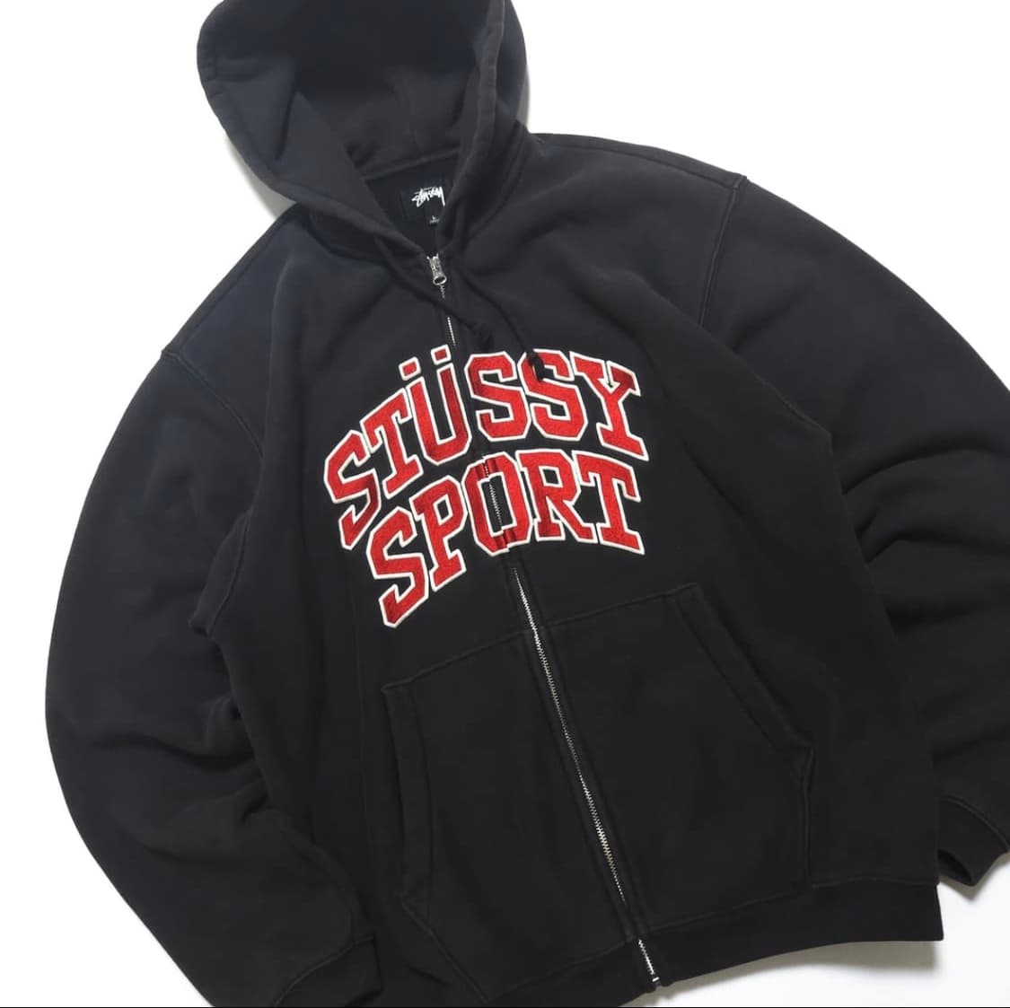 스투시 스포츠 후드집업 워시드 블랙 상품이미지2