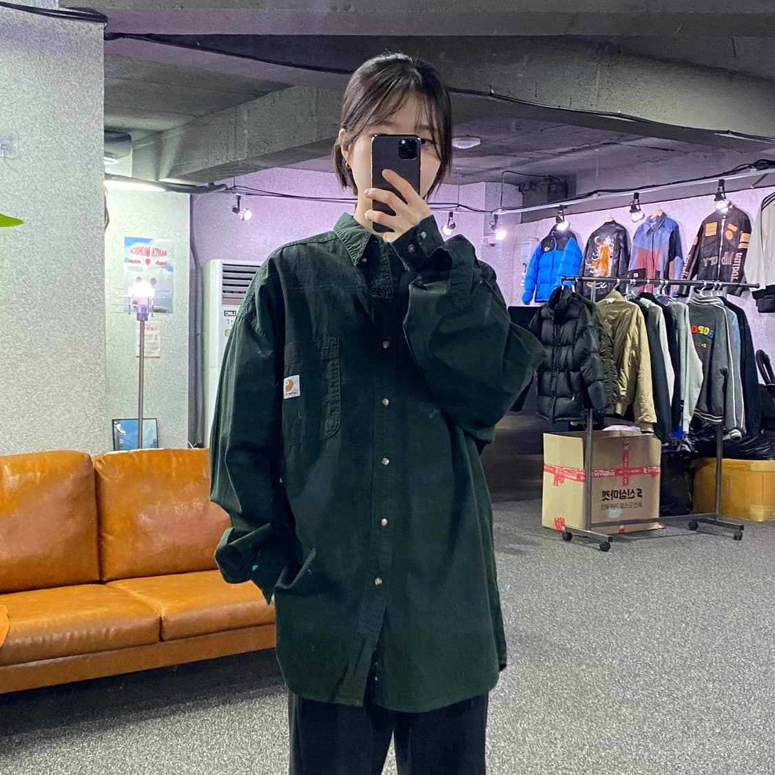 칼하트 패치로고 딥그린 워크 셔츠 B3692 상품이미지1