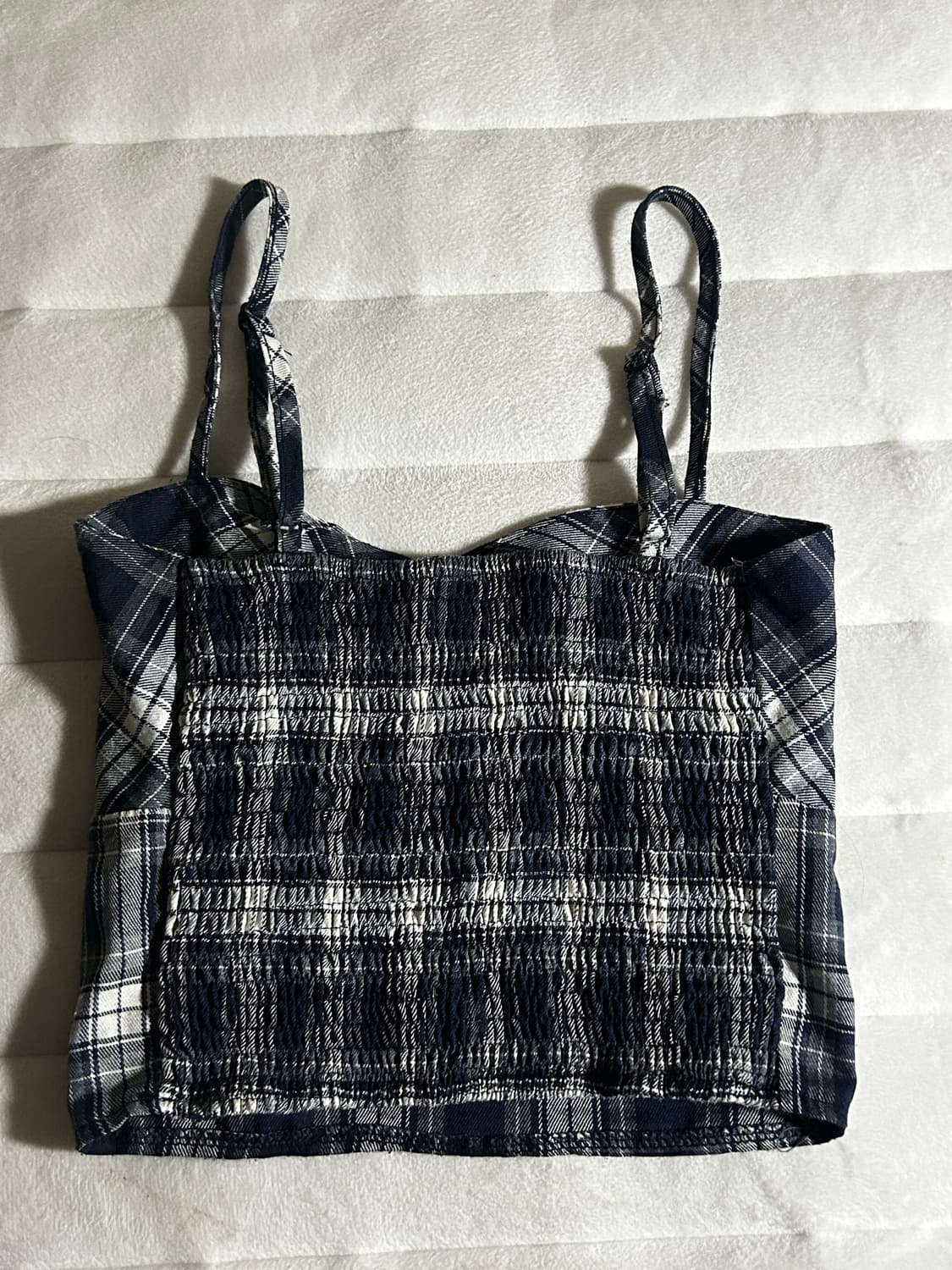 체크 남색 셔링 나시  상품이미지2