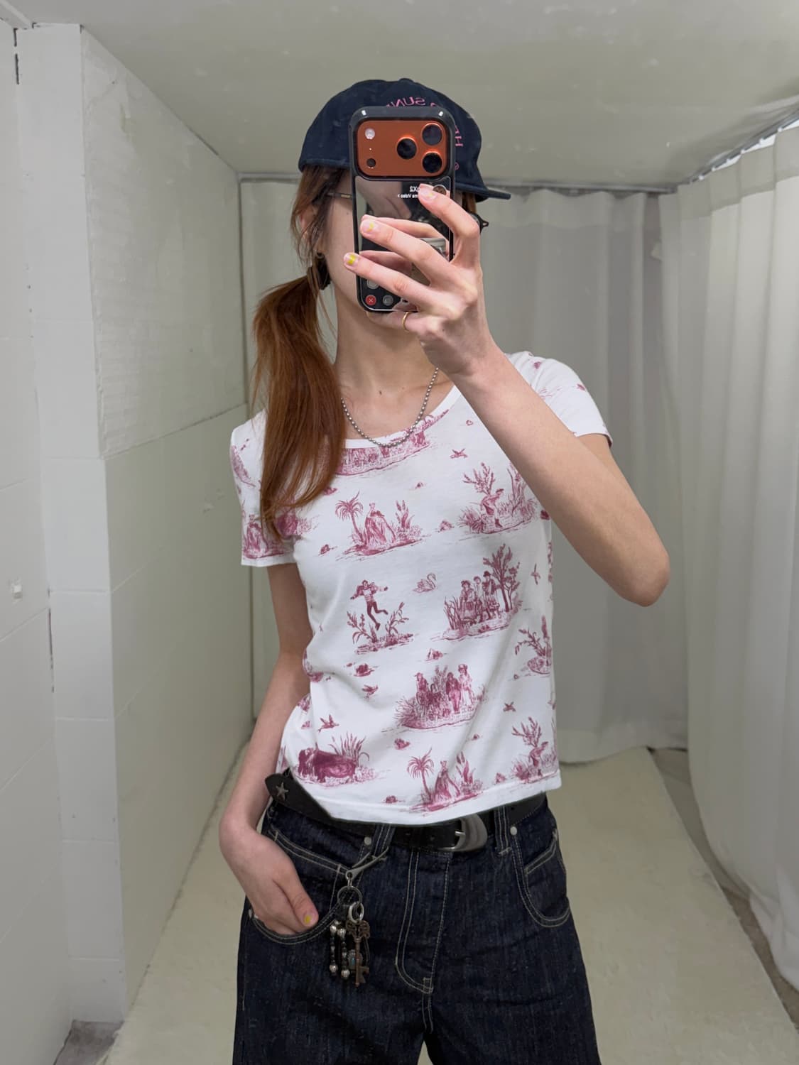 비비안웨스트우드 레드라벨 빈티지 프린팅 크롭 반팔 티셔츠 상품이미지1