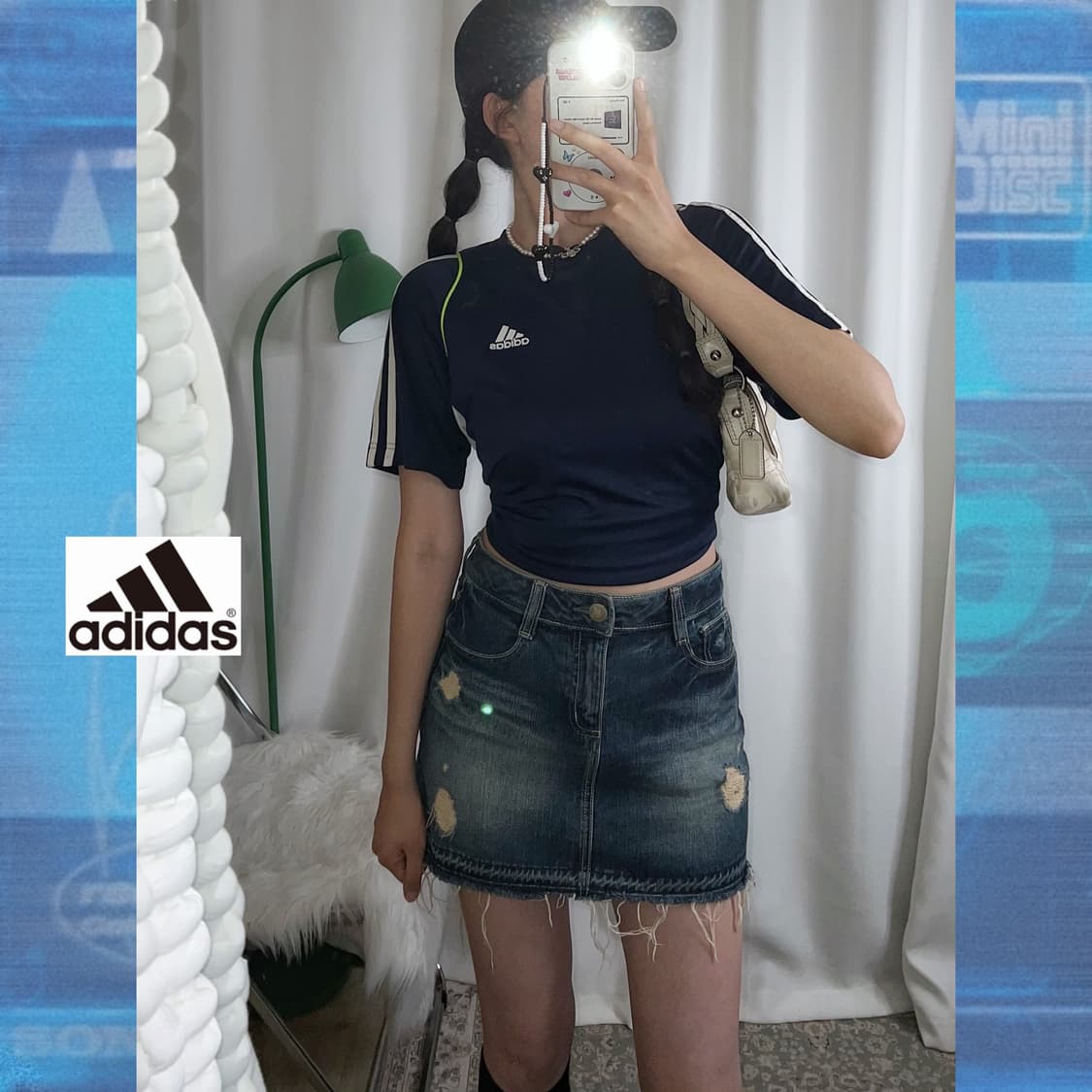 아디다스 딥 네이비 삼선 반팔 티셔츠 상품이미지1