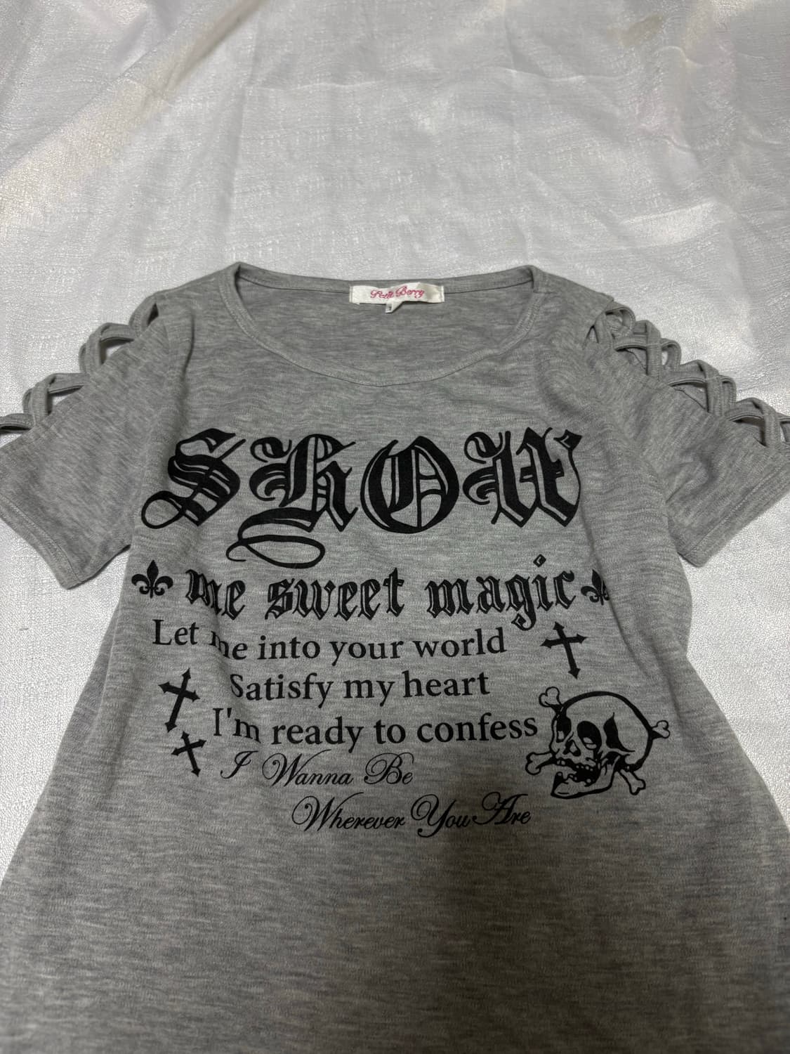 “Unknown” Y2K Skull Print Grey Tee 상품이미지2