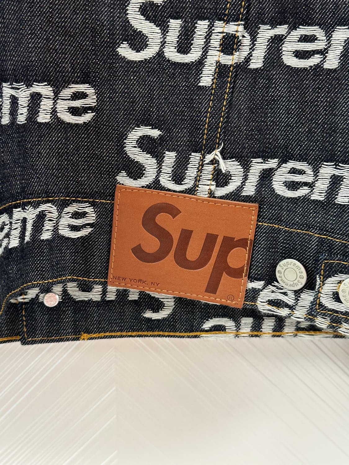 슈프림 자카드 로고 데님 셋업  (자켓/팬츠) 상품이미지8